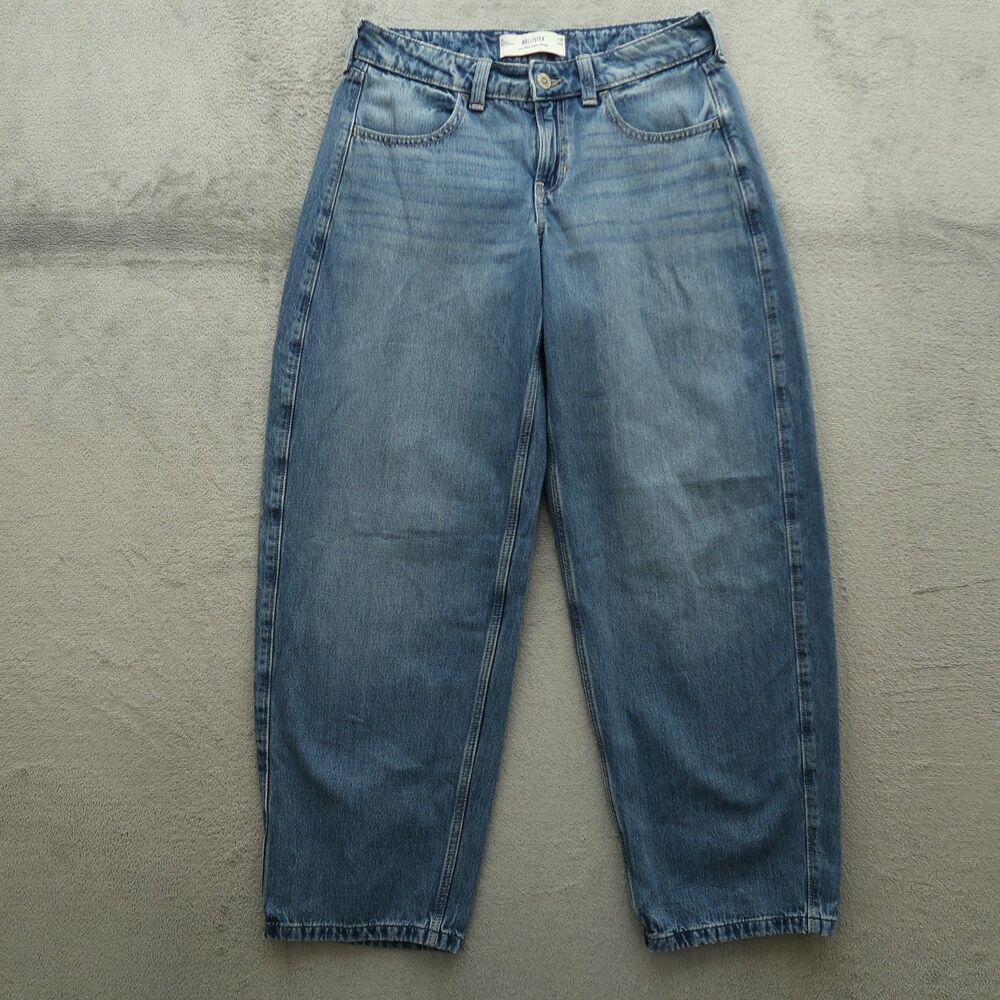 Hollister Jeans Women's Size 6L Blue Low-Rise Taper Baggy Denim 30.5" Inseam